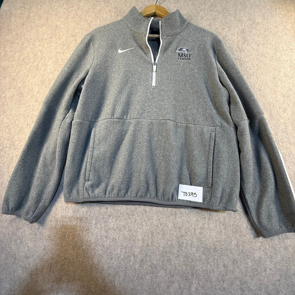 Nike MSU Denver Roadrunners Quarter Zip Fleece Pullover Gray Mens Medium